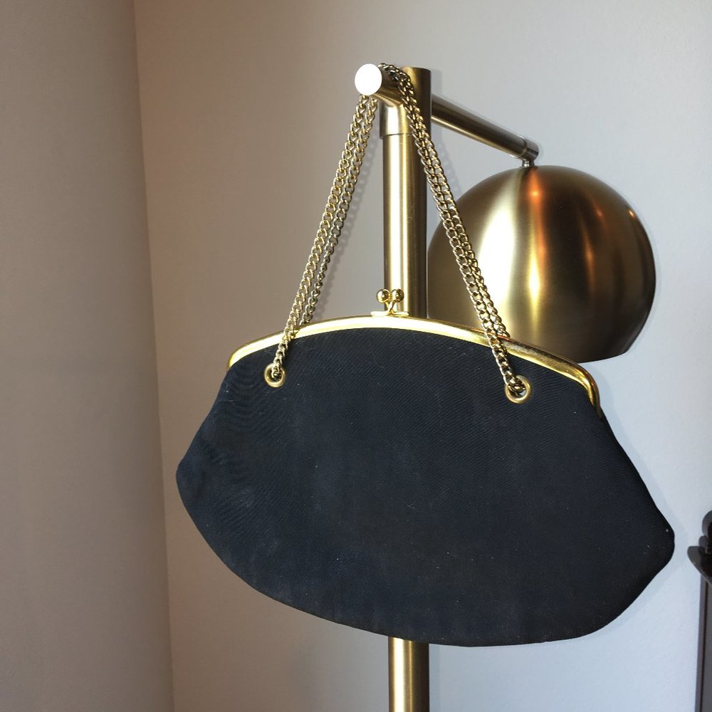 vintage black handbag with gold chain - no labels